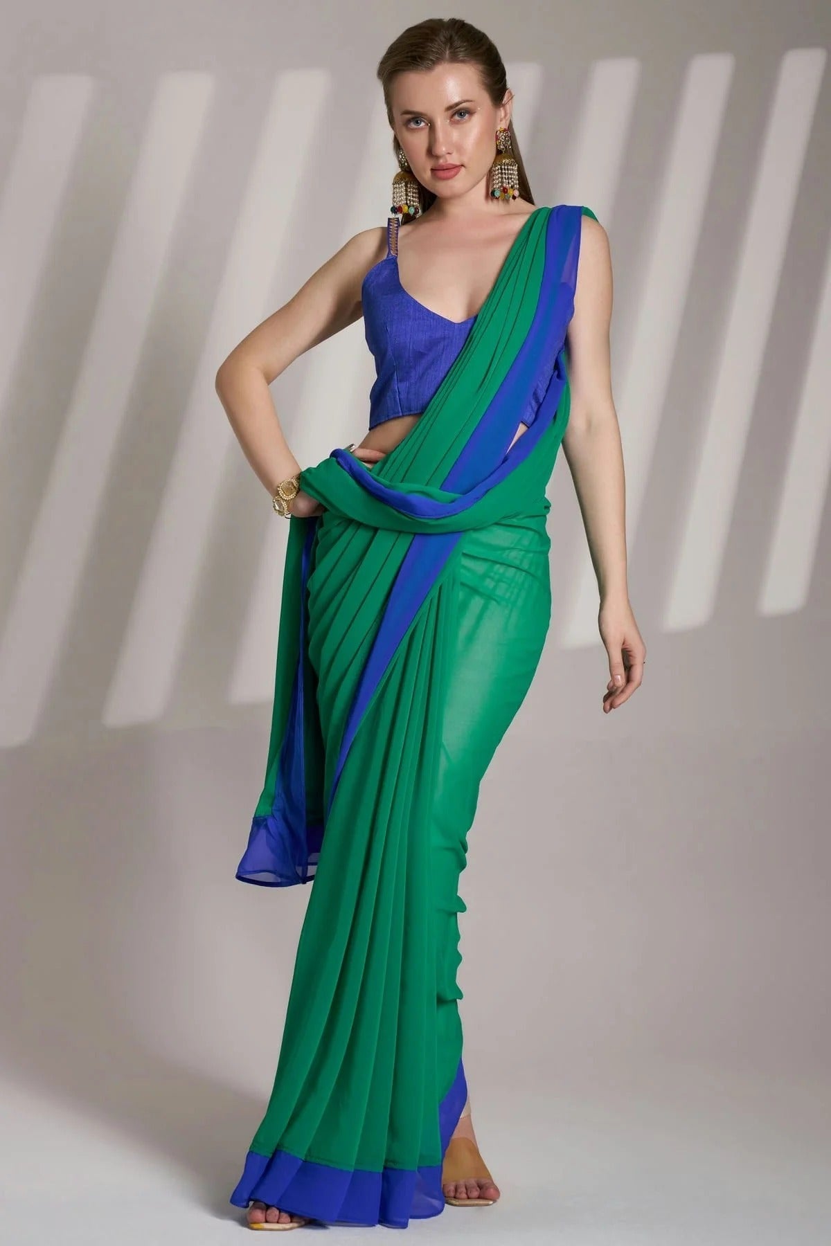 Rama Green Colour Chiffon Saree SD1112770
