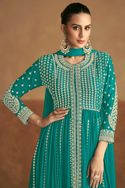 Rama Green Colour Chinon Pant Style Suit SM1140538 A