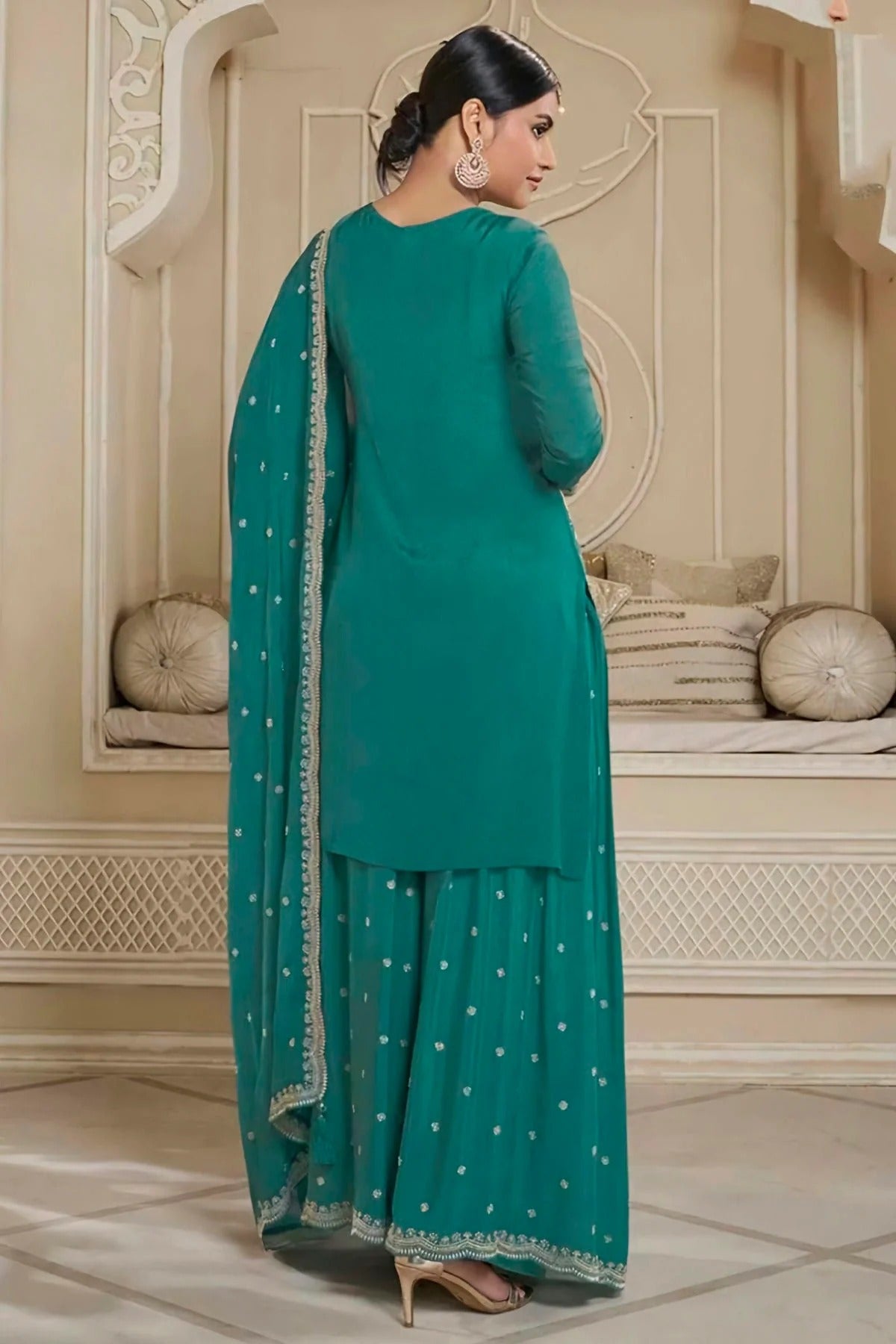 Rama Green Colour Chinon Sharara Suit SM1110721 A