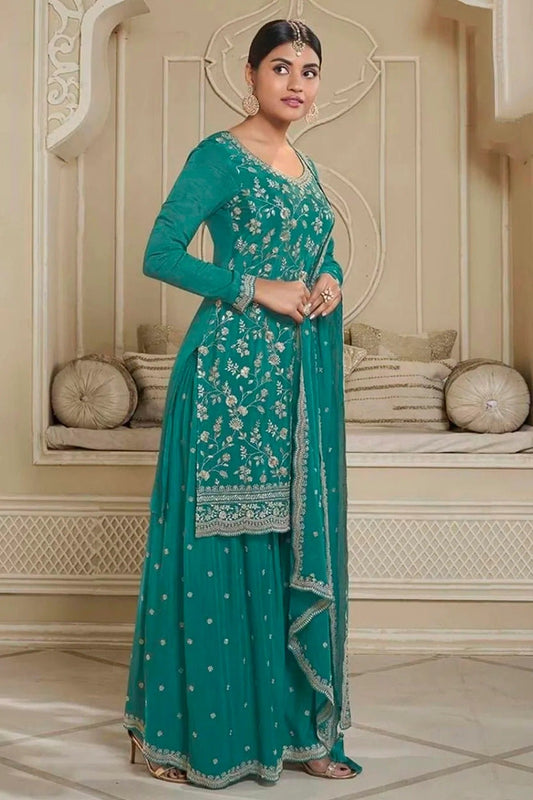 Rama Green Colour Chinon Sharara Suit SM1110721