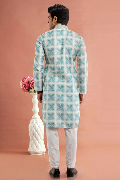 Rama Green Colour Cotton Thread Work Kurta Pajama KP1230176 B