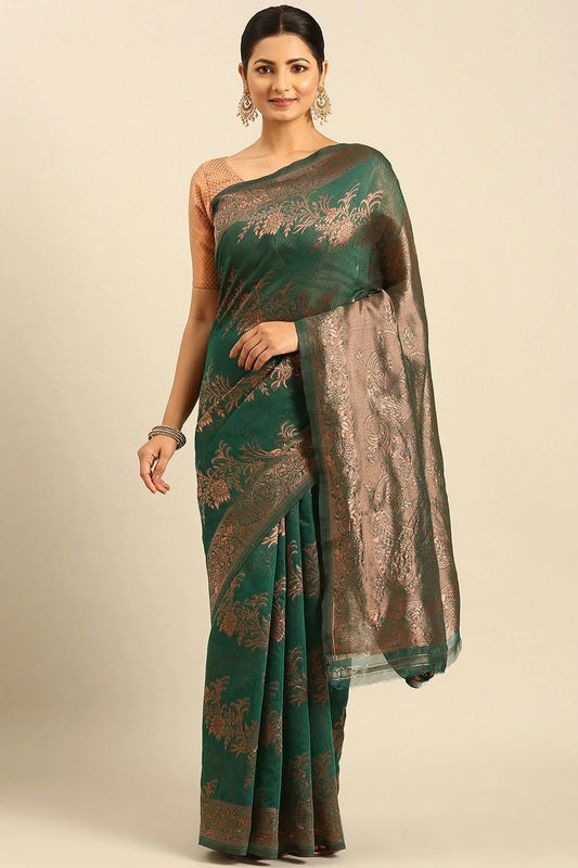Rama Green Colour Cotton Traditional Saree SD1102536
