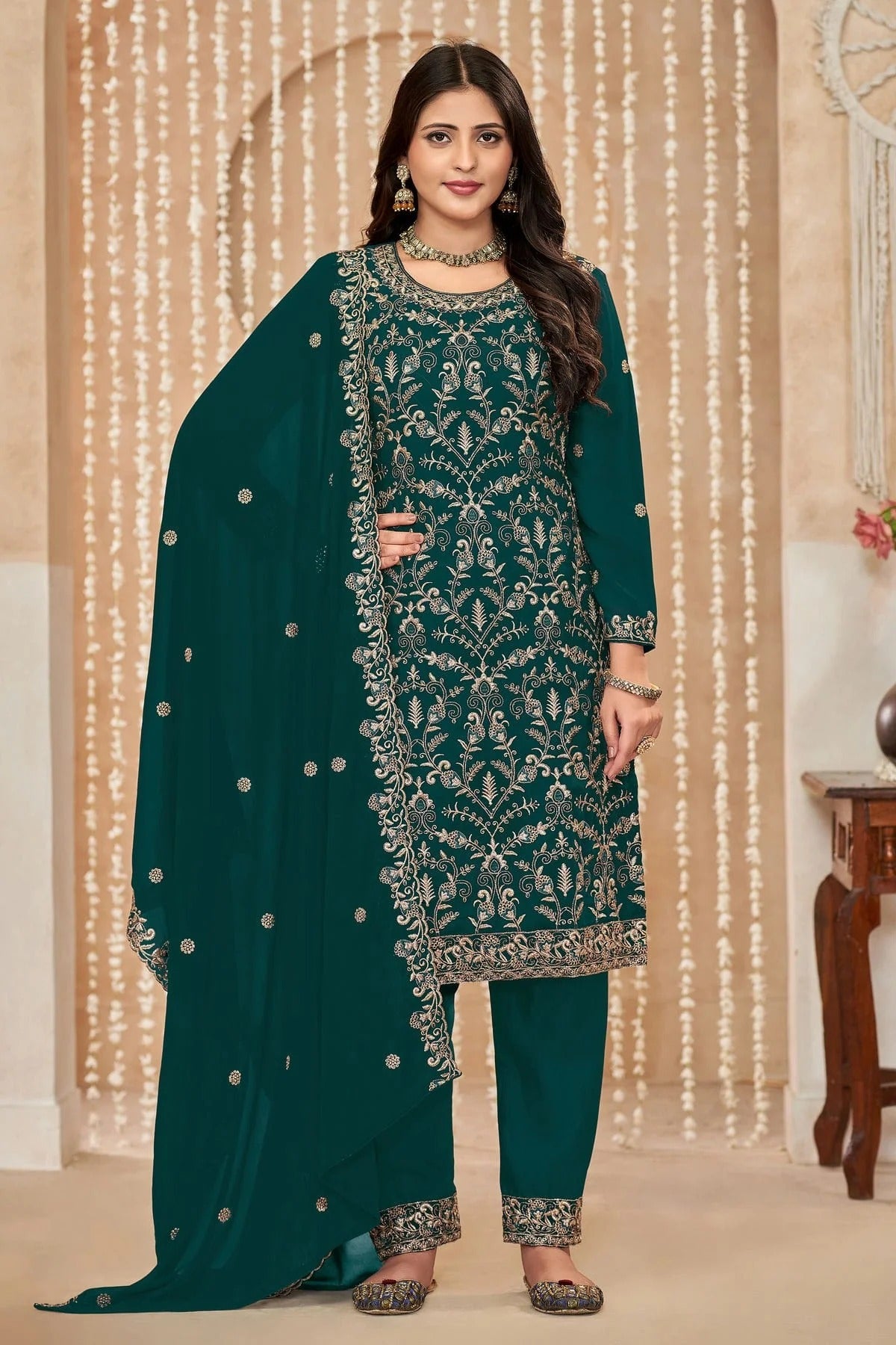 Rama Green Colour Faux Georgette Pant Style Suit SM1050588