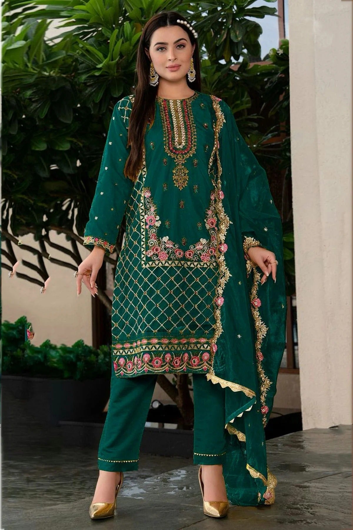 Rama Green Colour Faux Georgette Pant Style Suit SM1140073
