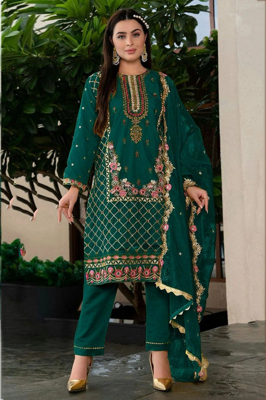 Rama Green Colour Faux Georgette Pant Style Suit SM1140073