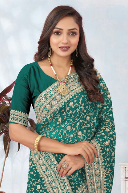 Rama Green Colour Georgette Designer Saree LC1121718 A