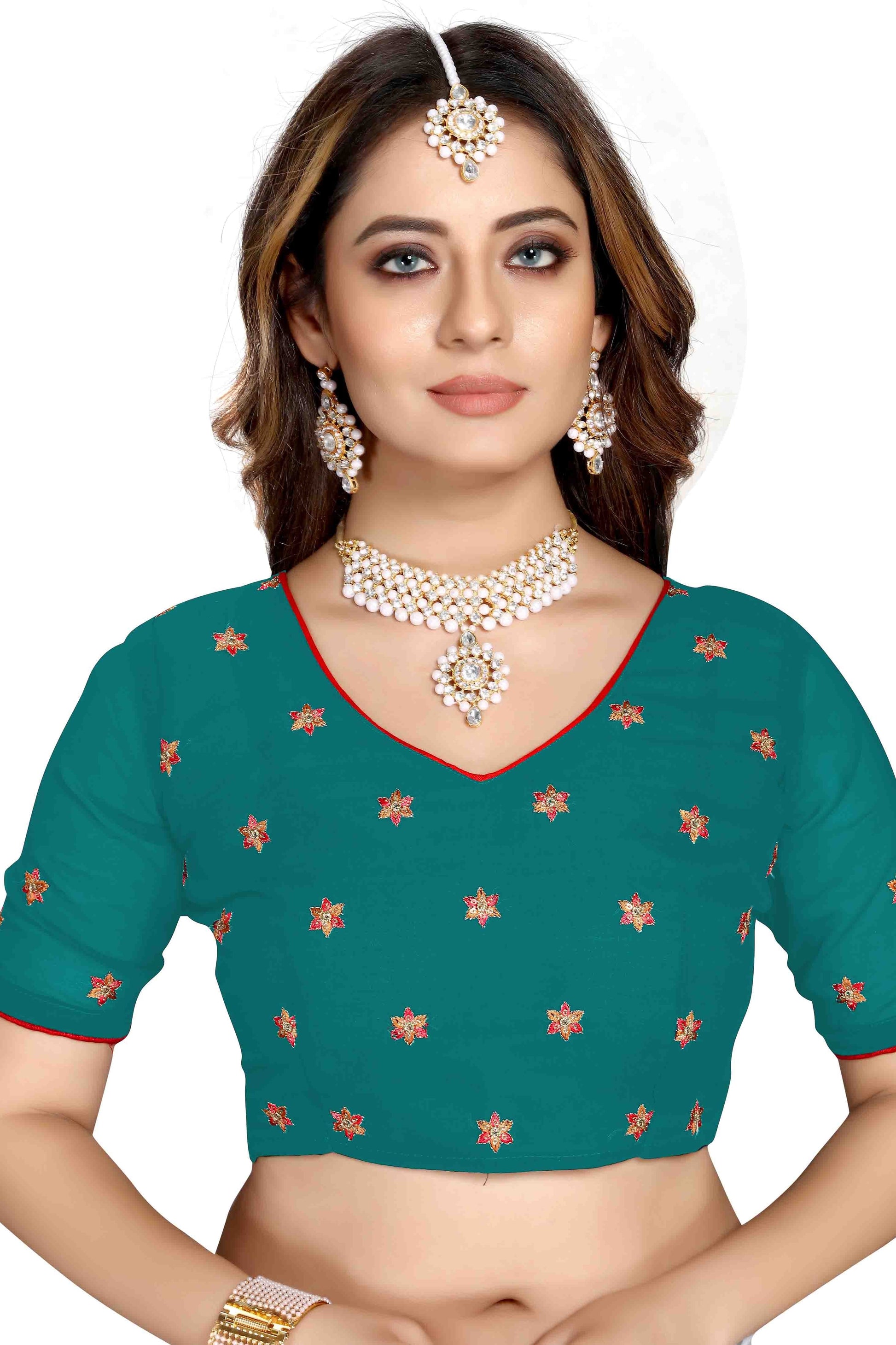 Rama Green Colour Georgette Designer Saree SD1090582 B