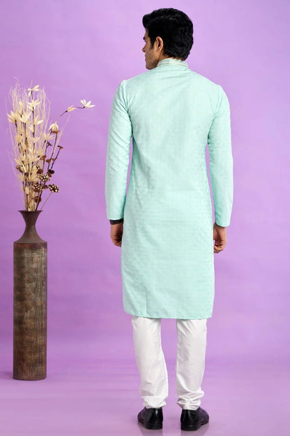 Rama Green Colour Jacquard Art Silk Pintex Work Kurta Pajama KP1230203 B