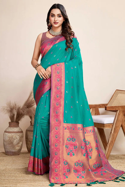 Rama Green Colour Jacquard Silk Traditional Saree SD1112098
