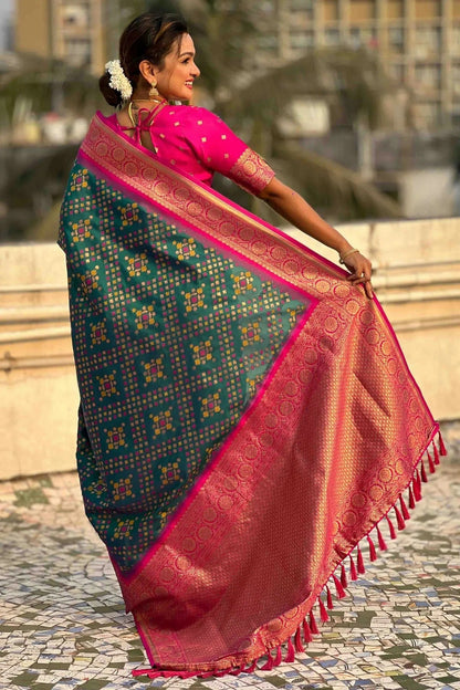 Rama Green Colour Meenakari Work Patola Silk Traditional Sarees SD1113385 A
