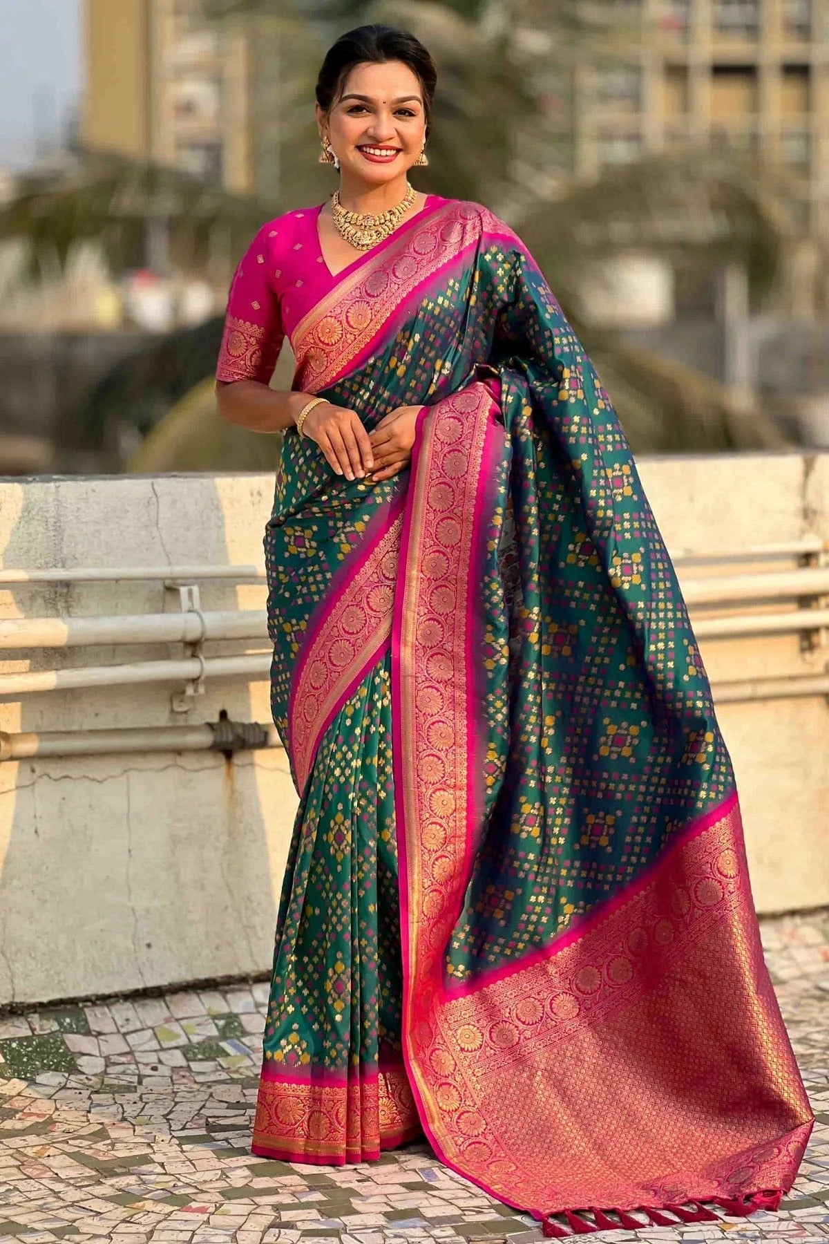 Rama Green Colour Meenakari Work Patola Silk Traditional Sarees SD1113385