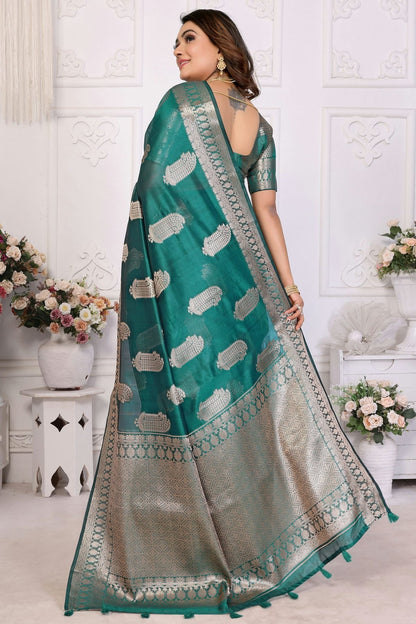 Rama Green Colour Organza Traditional Saree SD1112716 A