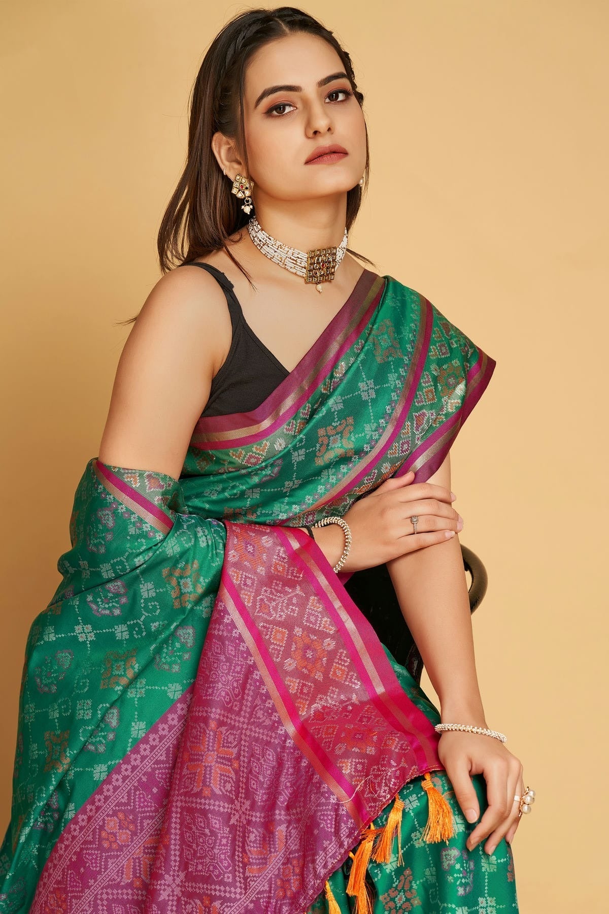 Rama Green Colour Patola Silk Saree SD1110043 A