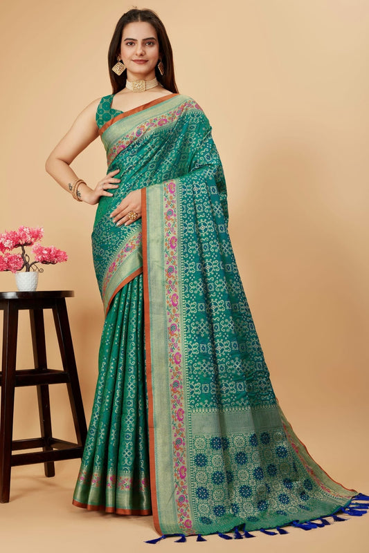 Rama Green Colour Patola Silk Saree SD1110089