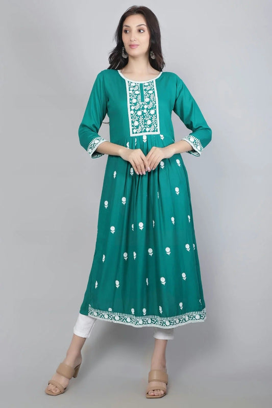 Rama Green Colour Rayon Kurti KR1111134