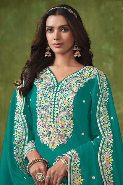 Rama Green Colour Roman Silk Patiala Suit SM1050550 A