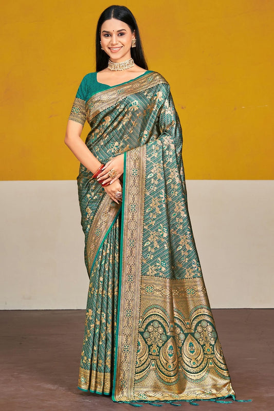 Rama Green Colour Satin Silk Traditional Saree SD1102717