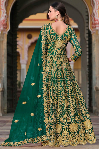 Rama Green Colour Semi Stitched Butterfly Net Anarkali Suit SM1140649 A