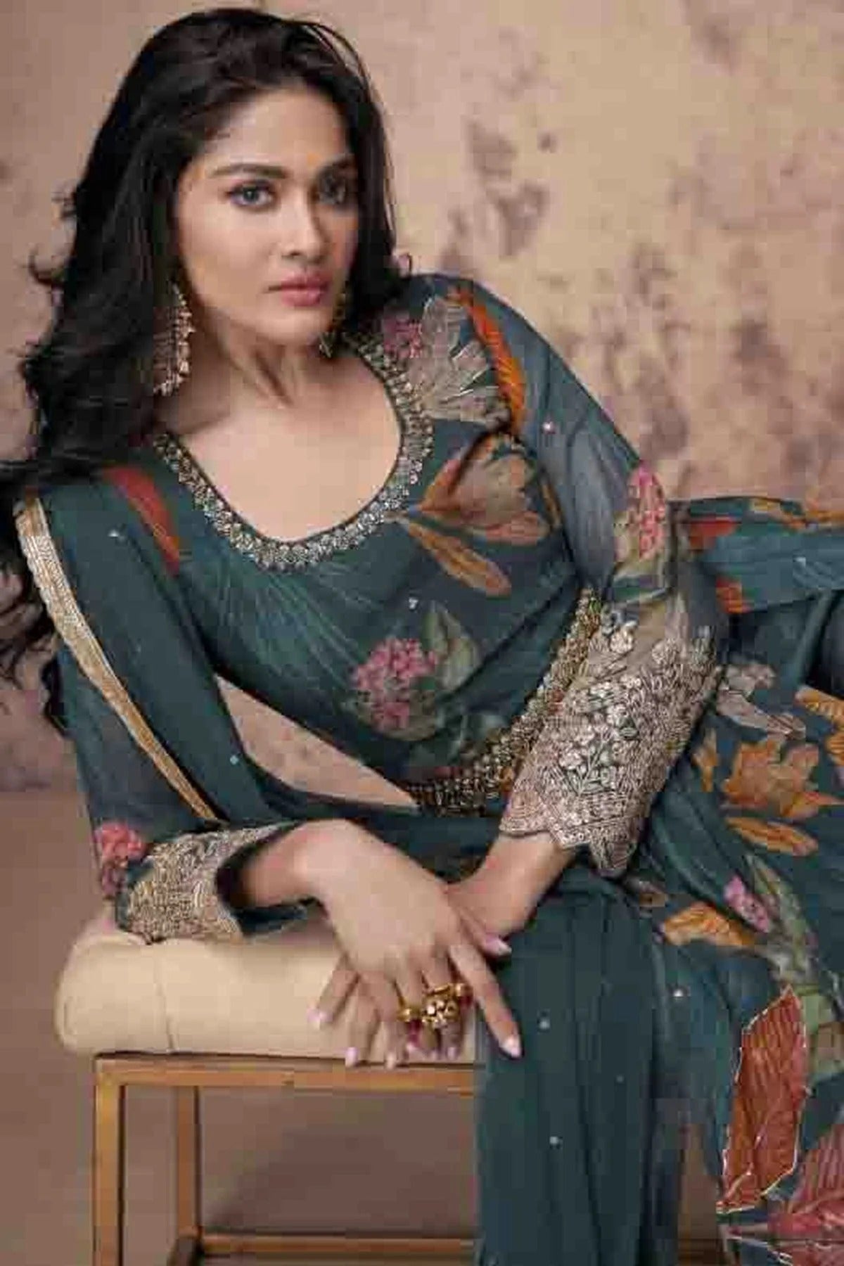 Rama Green Colour Semi Stitched Faux Georgette Pant Style Suit SM1140677 A