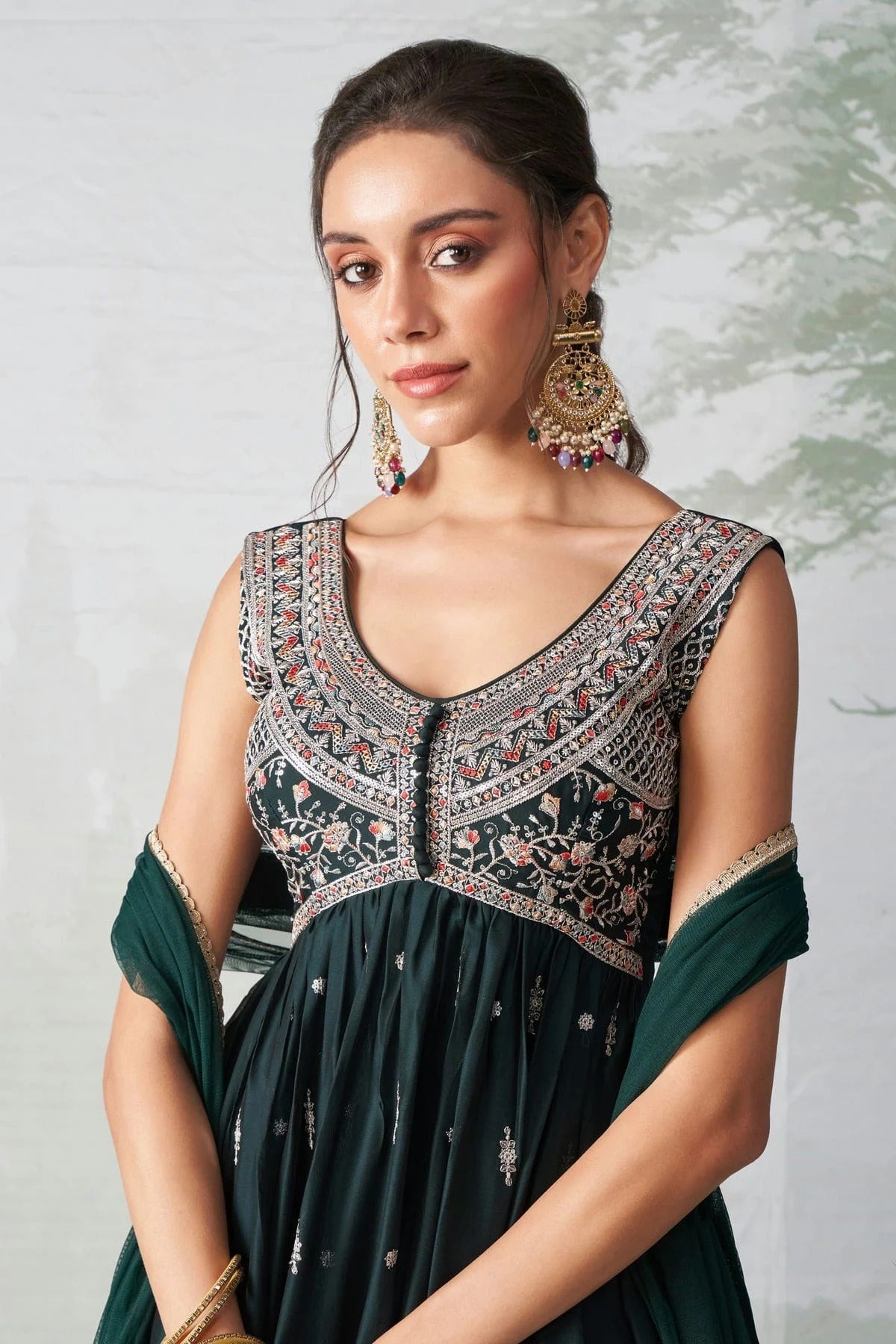 Rama Green Colour Semi Stitched Rangoli Georgette Anarkali Suit SM1140257 A