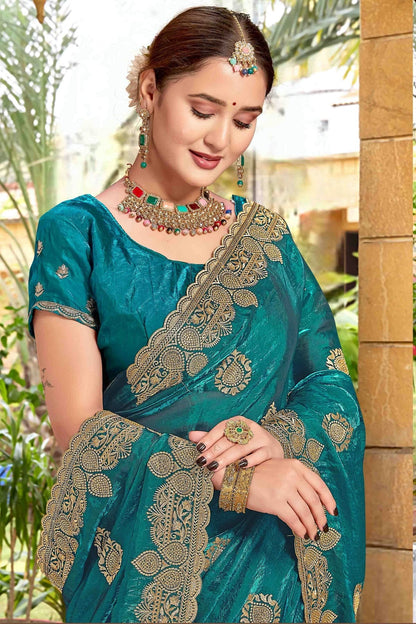 Rama Green Colour Silk Designer Saree SD1121975 A