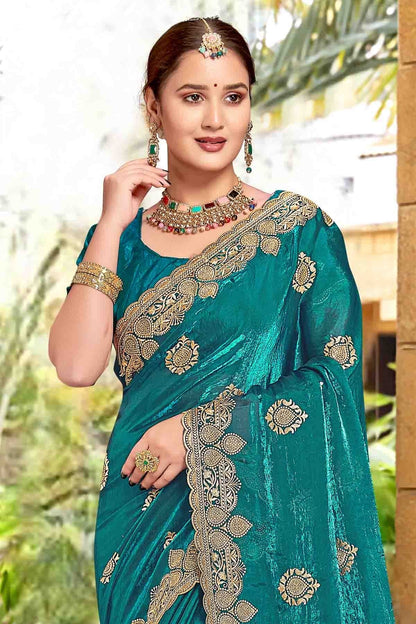 Rama Green Colour Silk Designer Saree SD1121975 B