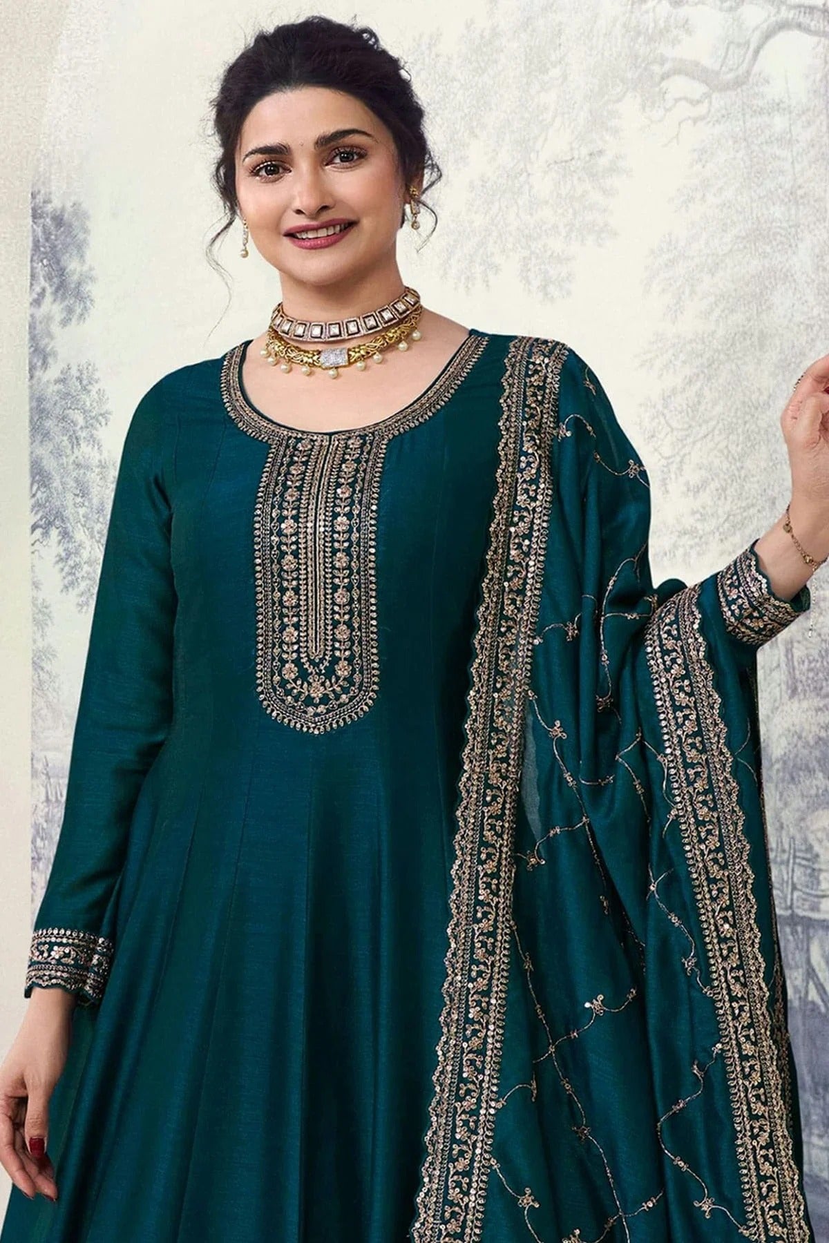 Rama Green Colour Silk Georgette Anarkali Suit SM1110666 A