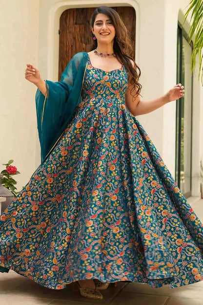 Rama Green Colour Silk Stitched Gown GW1113003 A