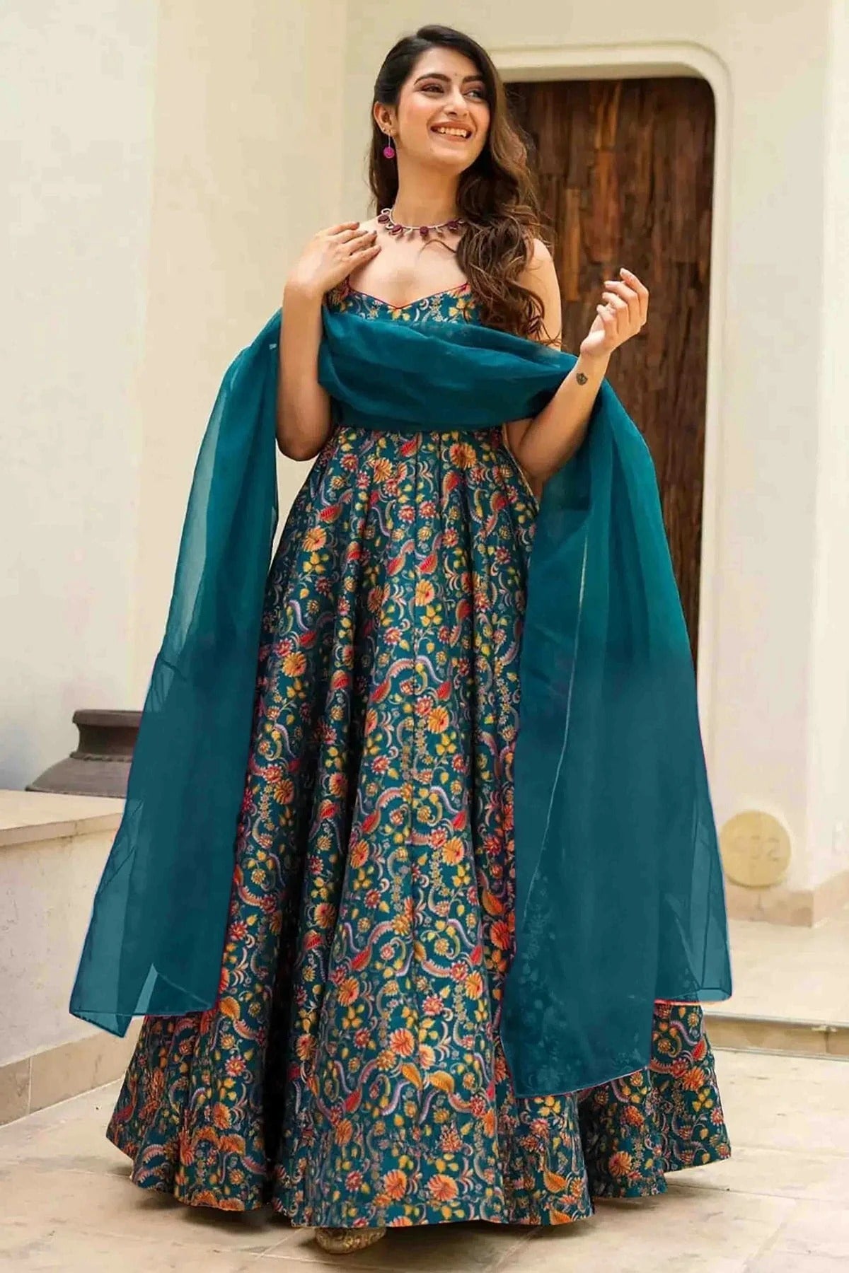Rama Green Colour Silk Stitched Gown GW1113003 B