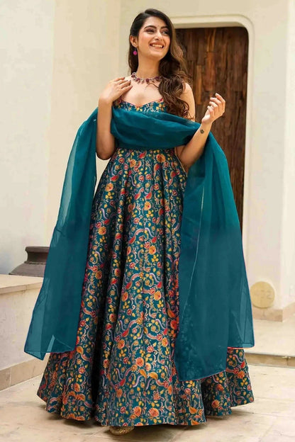 Rama Green Colour Silk Stitched Gown GW1113003 B