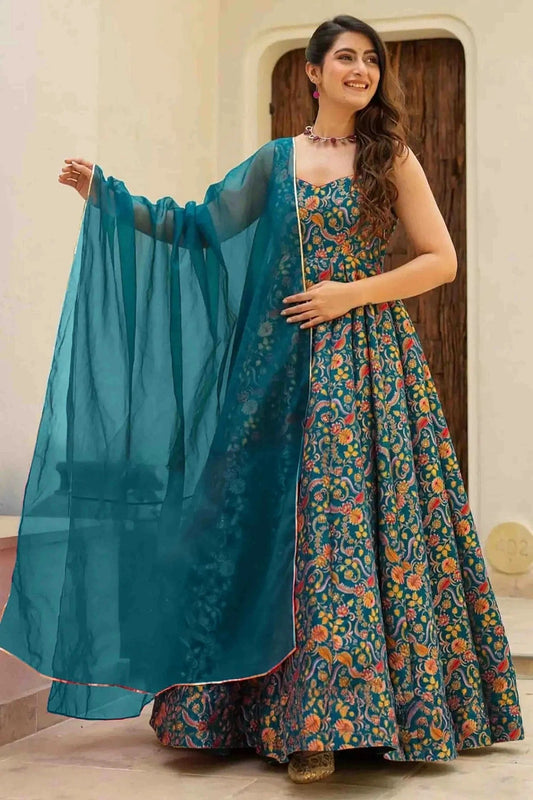 Rama Green Colour Silk Stitched Gown GW1113003