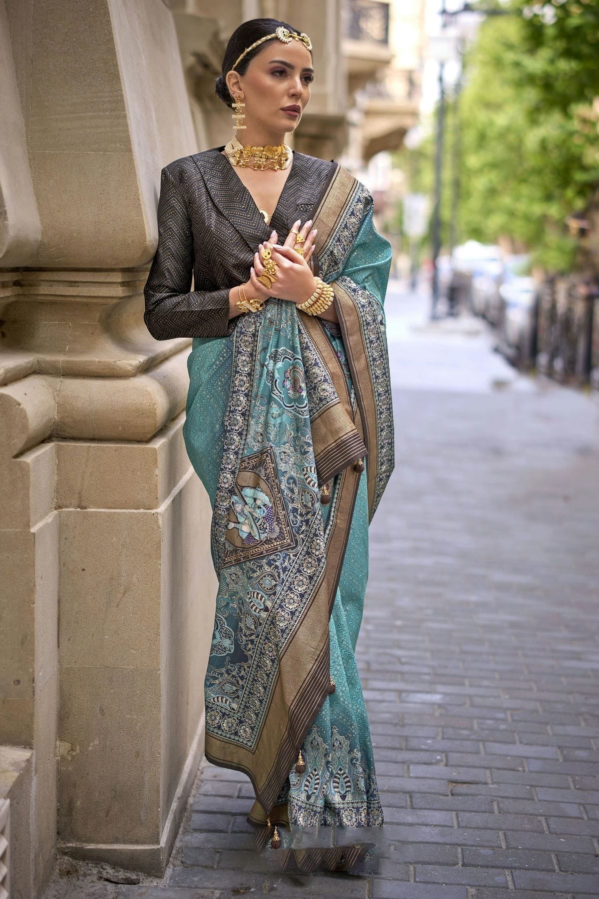 Rama Green Colour Silk Traditional Saree SD1111926 A