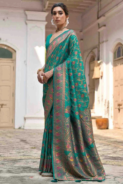 Rama Green Colour Silk Traditional Saree SD1260051 A