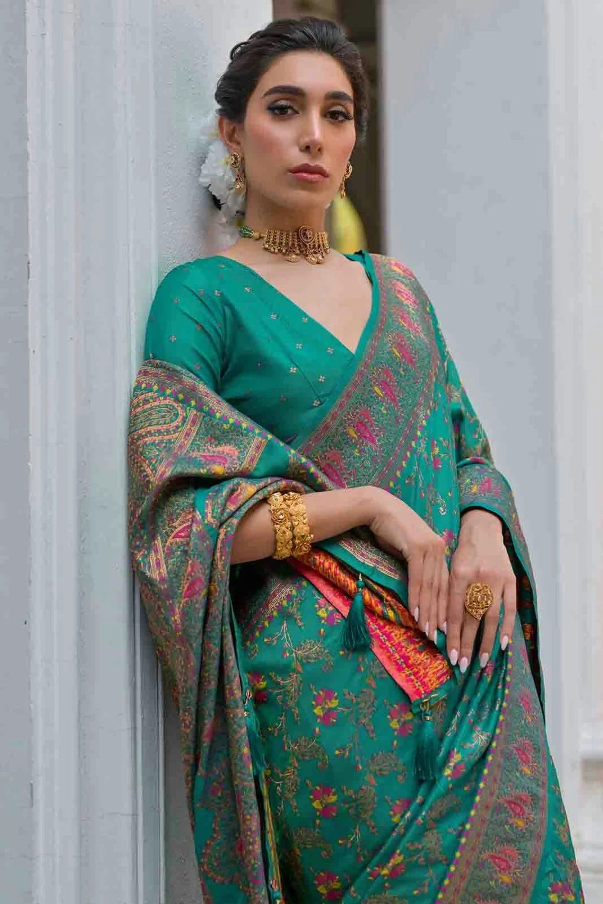 Rama Green Colour Silk Traditional Saree SD1260051 B