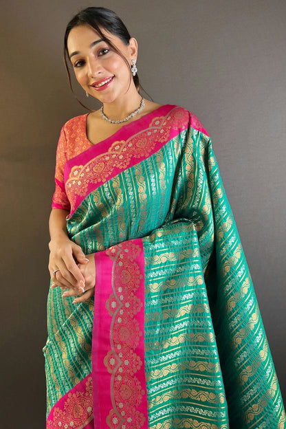 Rama Green Colour Silk Woven Work Saree SD1290030 A