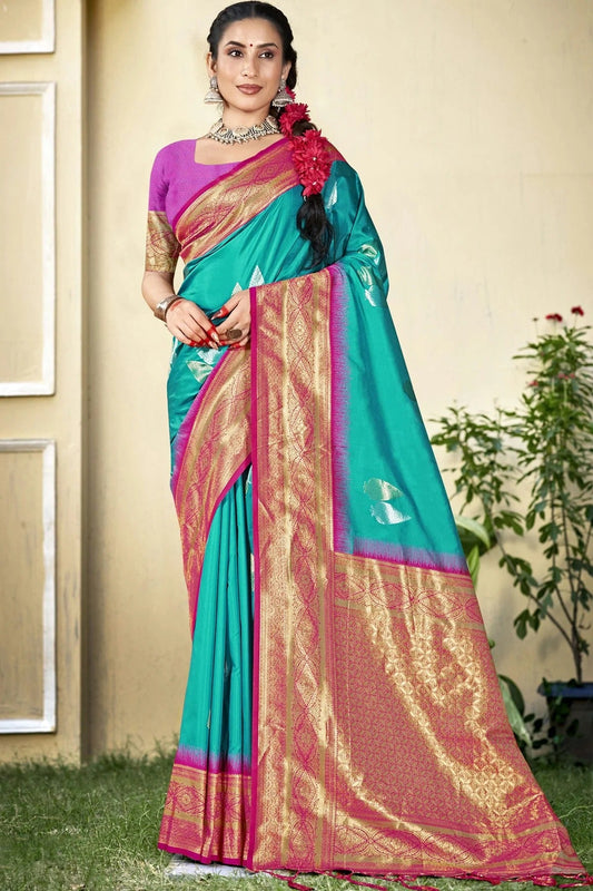 Rama Green Colour Silk Woven Work Traditional Saree SD1102771