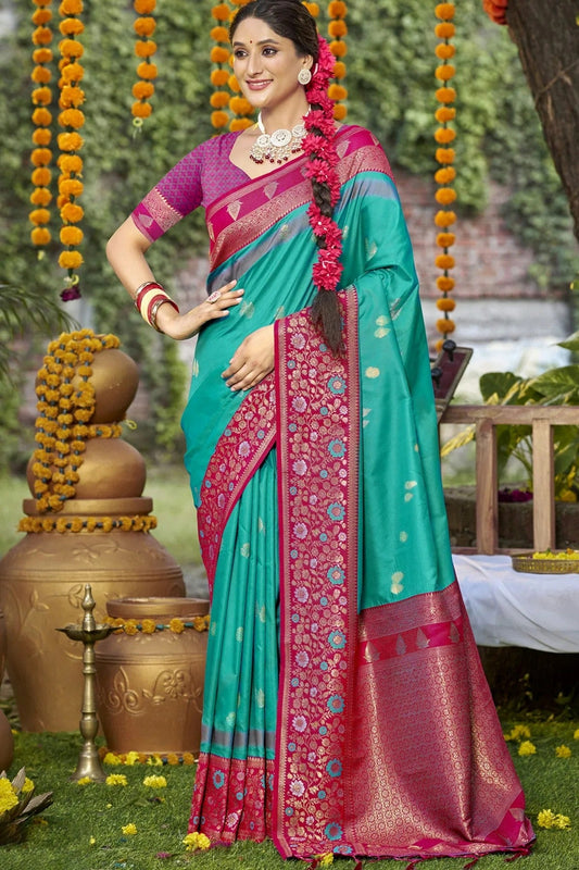 Rama Green Colour Silk Woven Work Traditional Saree SD1102790
