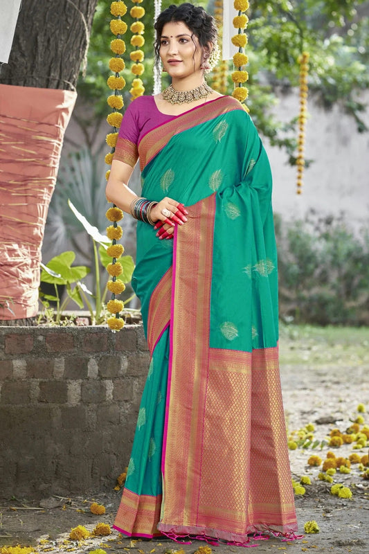 Rama Green Colour Silk Woven Work Traditional Saree SD1102831