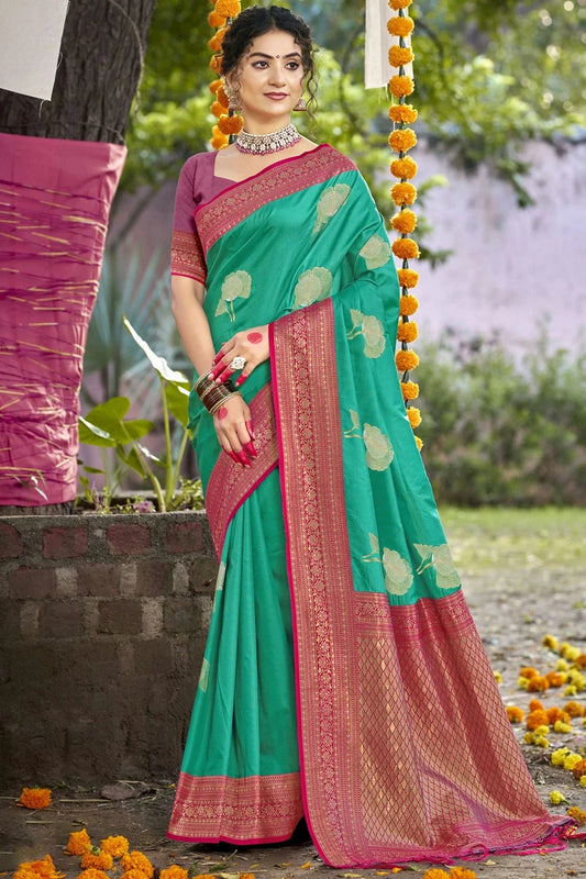 Rama Green Colour Silk Woven Work Traditional Saree SD1102843