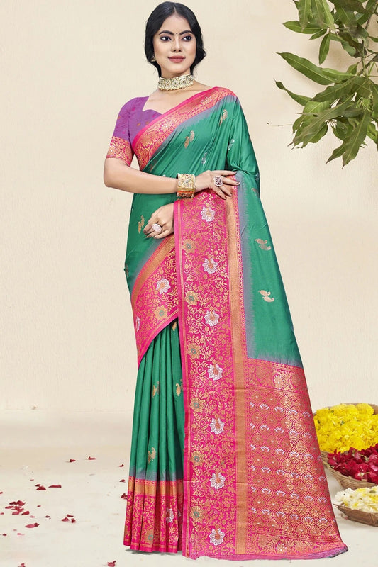 Rama Green Colour Silk Woven Work Traditional Saree SD1102961