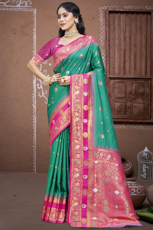 Rama Green Colour Silk Woven Work Traditional Saree SD1102992
