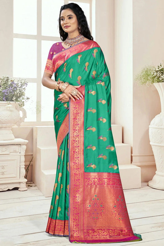 Rama Green Colour Silk Woven Work Traditional Saree SD1103072