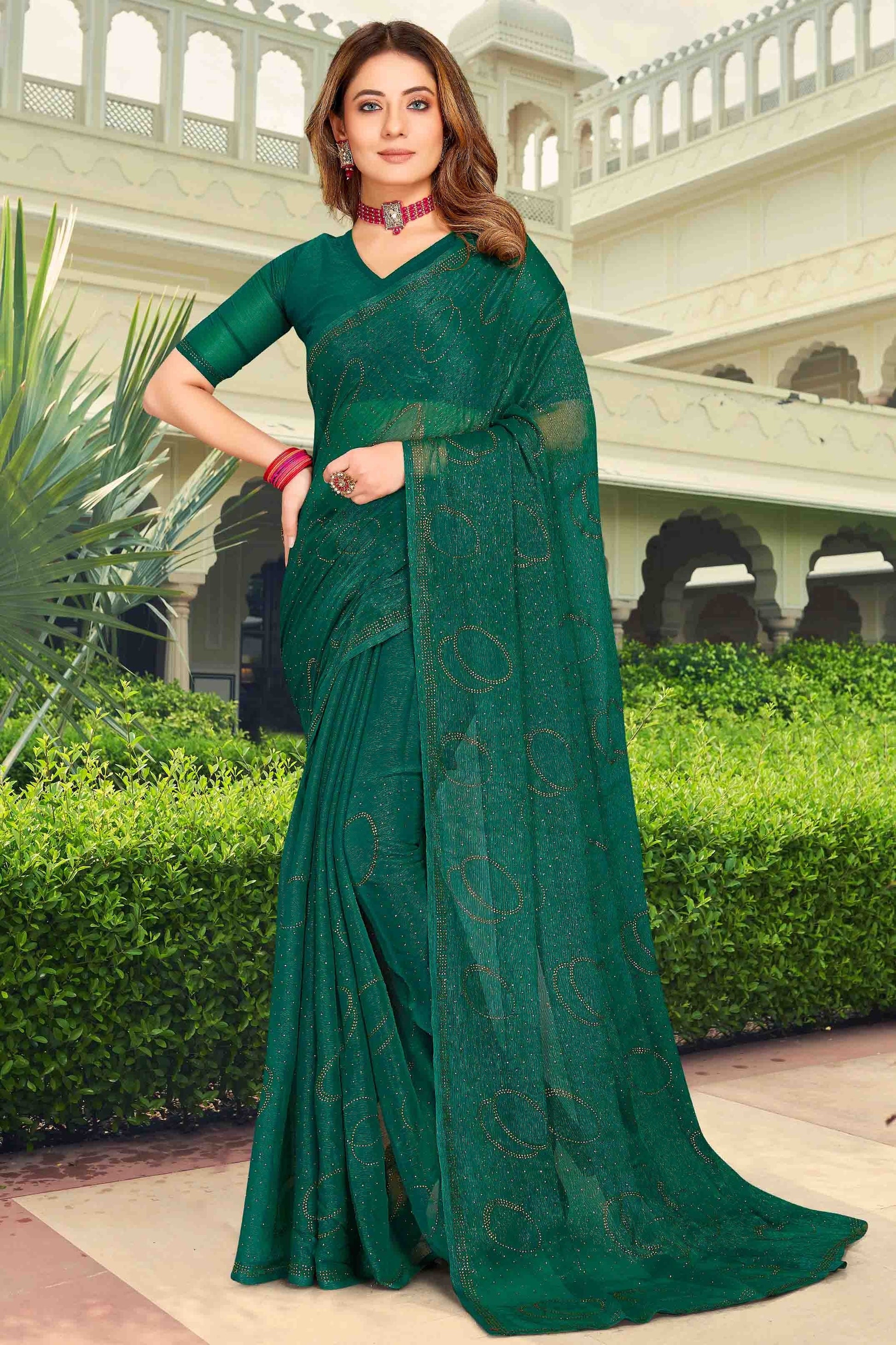 Rama Green Colour Simmer Chiffon Designer Saree SD1121268