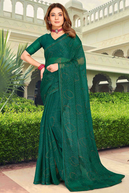 Rama Green Colour Simmer Chiffon Designer Saree SD1121268