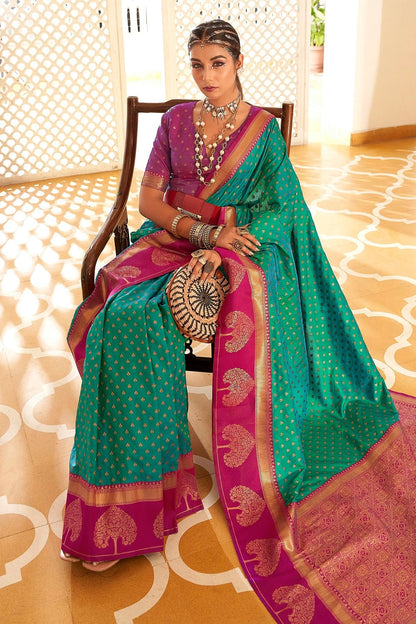 Rama Green Colour Soft Banarasi Silk Woven Work Saree SD1290087 A