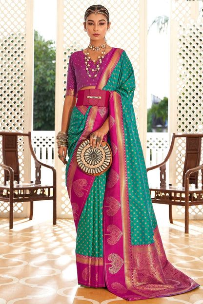 Rama Green Colour Soft Banarasi Silk Woven Work Saree SD1290087