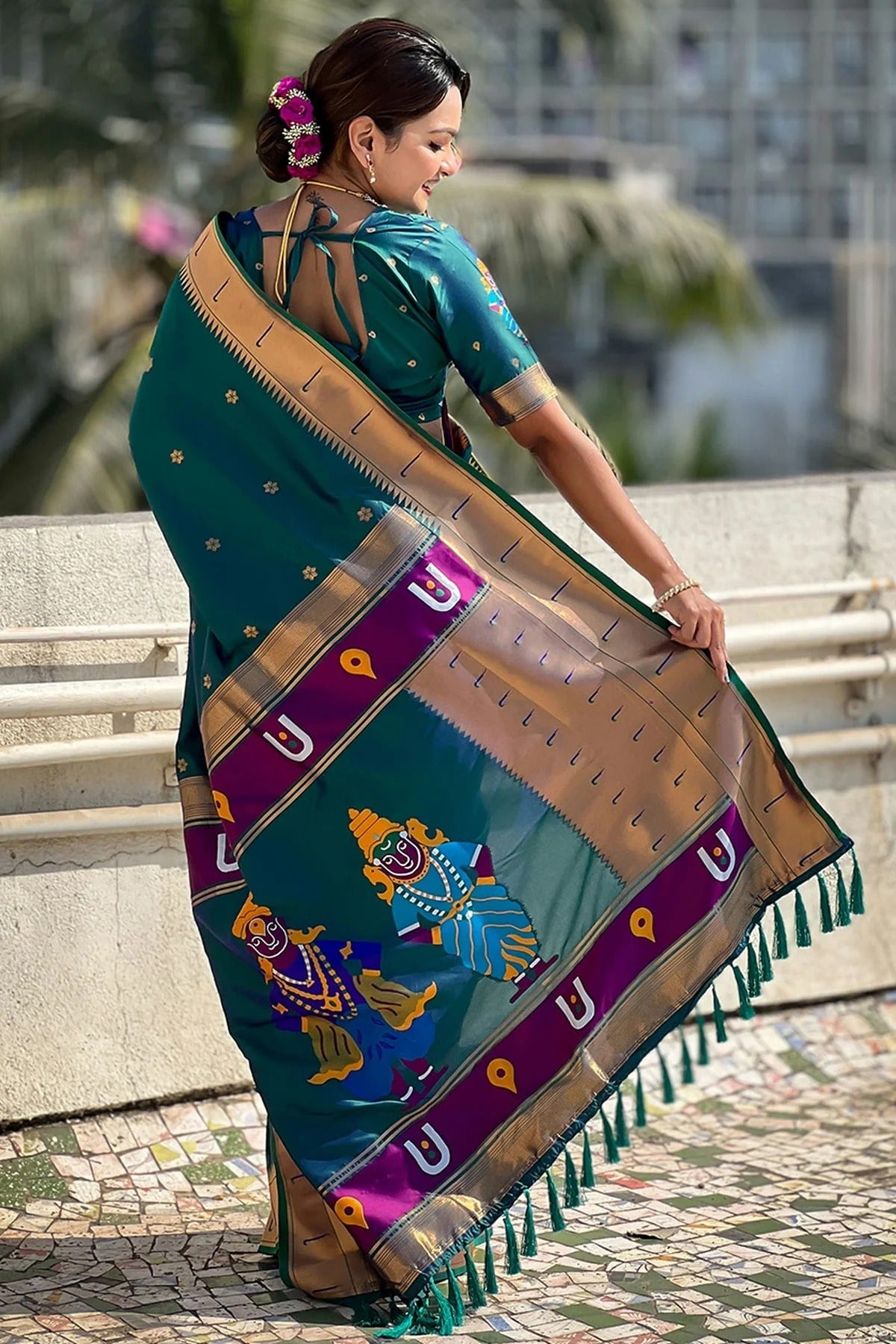 Rama Green Colour Soft Silk Paithani Saree SD1112186 A
