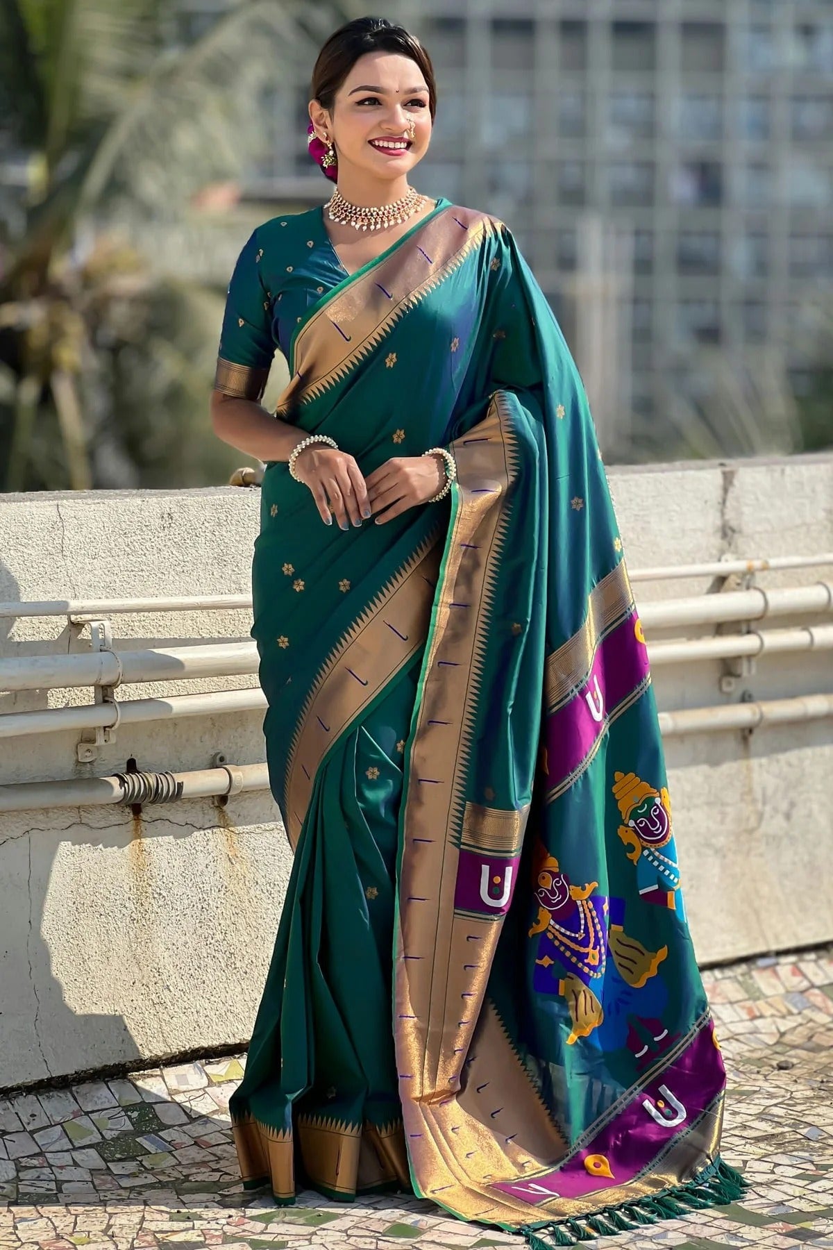 Rama Green Colour Soft Silk Paithani Saree SD1112186