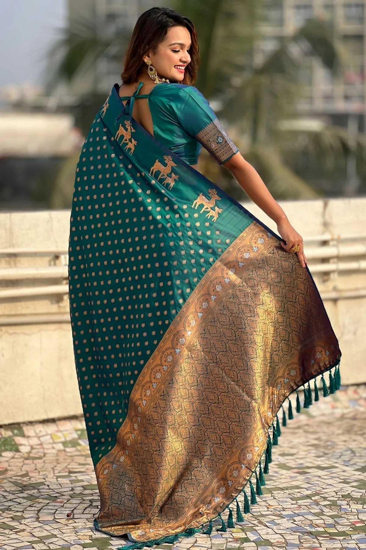 Rama Green Colour Soft Silk Traditional Saree SD1112646 A