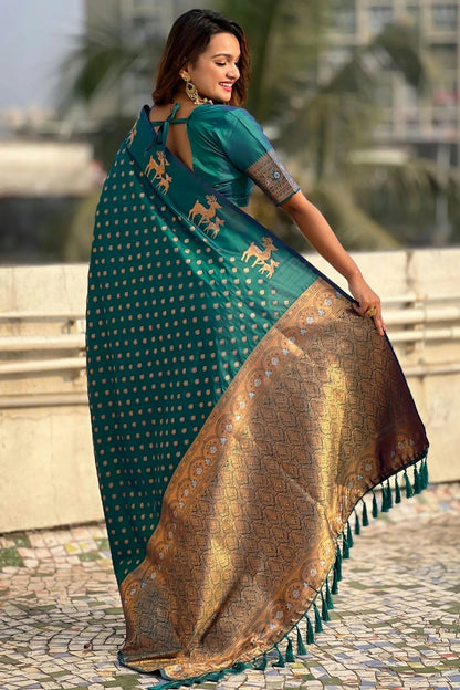 Rama Green Colour Soft Silk Traditional Saree SD1112646 A